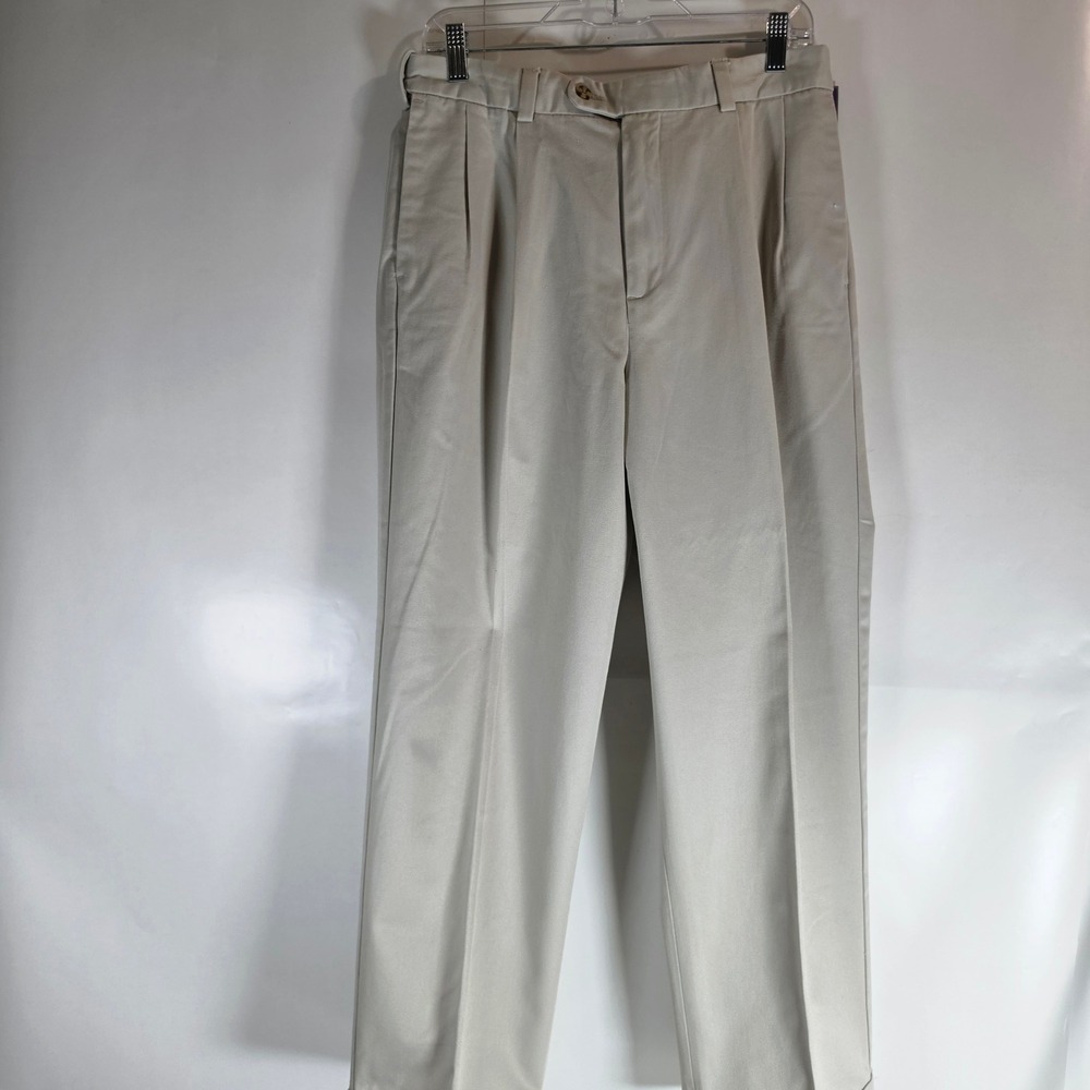 Alan Flusser Golf Mens 32x30 Beige Pleated Expandable‎ Waist No Iron Dress NWT
